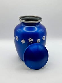 Cat Urn Blue With White Paws Metal White Paws Adds A Stunning Accent All Cat Urns 20% Off Cat Urn Pets Memories Forever 