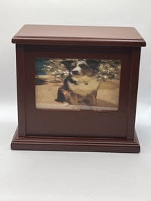 Dog Photo Urn. Brown Wood. Photo 6x4. Ships In 24 Hours Pet Urns Pets Memories Forever 